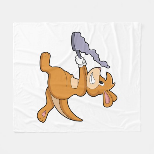 Kangaroo as Cook with Pan Fleece Deken (Voorkant (Horizontaal))