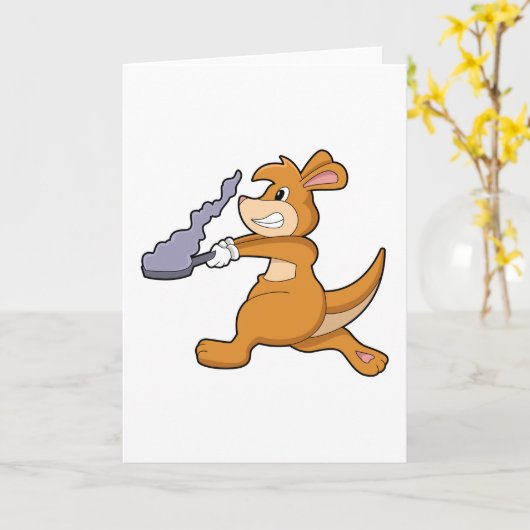 Kangaroo as Cook with Pan Kaart (Gele Bloem)