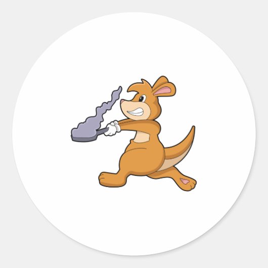 Kangaroo as Cook with Pan Ronde Sticker (Voorkant)