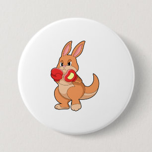 Kangaroo at Boxing with Boxing gloves Ronde Button 7,6 Cm