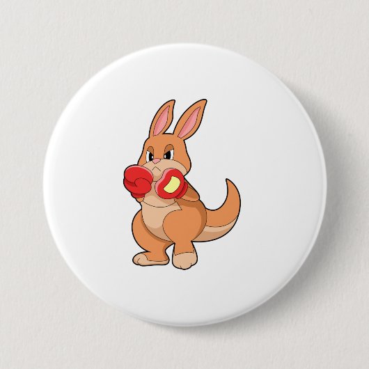 Kangaroo at Boxing with Boxing gloves Ronde Button 7,6 Cm (Voorkant)