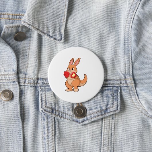 Kangaroo at Boxing with Boxing gloves Ronde Button 7,6 Cm (In situ)