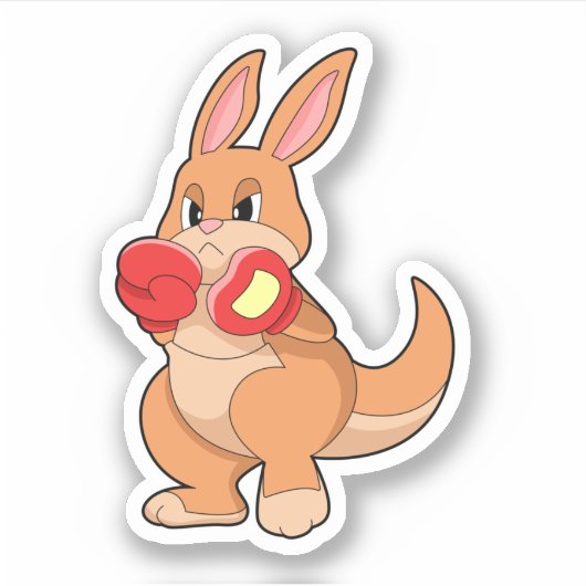 Kangaroo at Boxing with Boxing gloves Sticker (Voorkant)