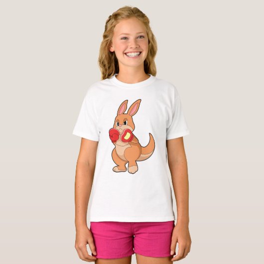 Kangaroo at Boxing with Boxing gloves T-shirt (Voorkant volledig)