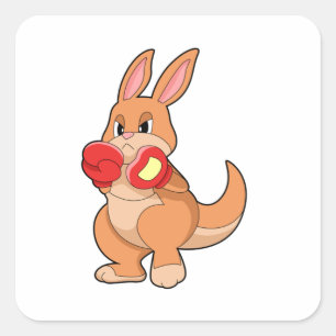 Kangaroo at Boxing with Boxing gloves Vierkante Sticker