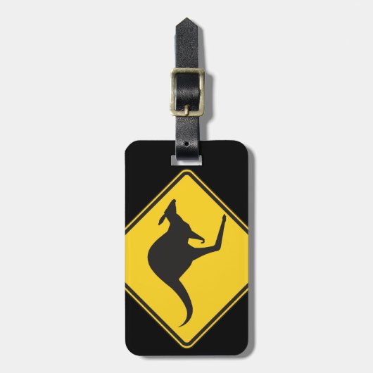 Kangaroo Attentie Sign Bagagelabel (Voorkant verticaal)