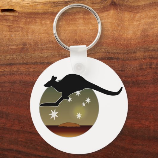 Kangaroo Aussie Pictogram Key Ring Sleutelhanger (Voorkant)