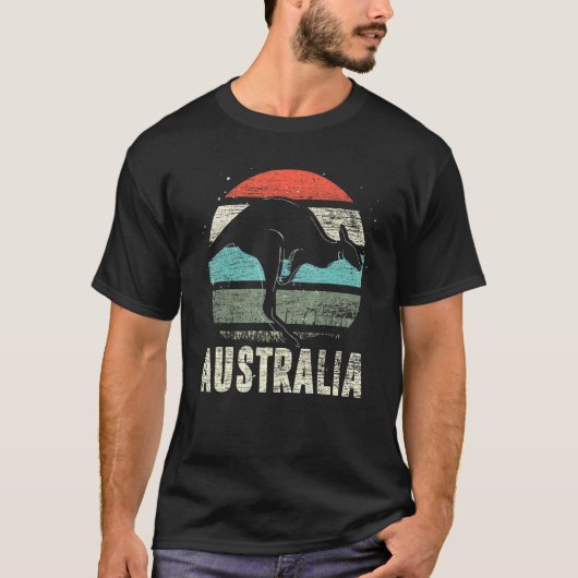 Kangaroo Aussie Zoo Animal Retro Australië T-shirt (Voorkant)