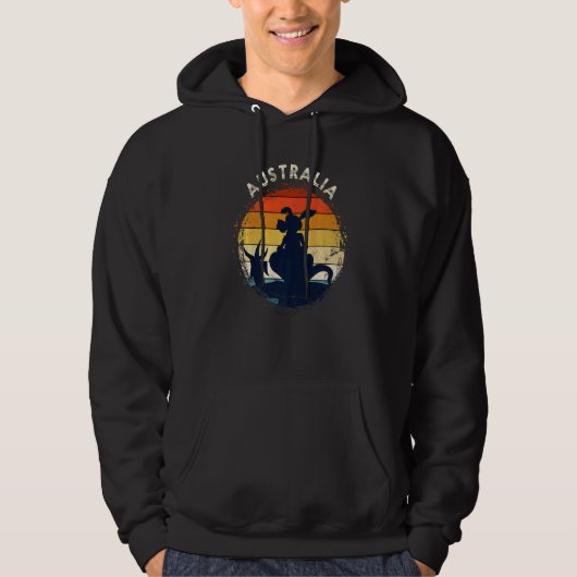 Kangaroo Australia Animal Aussie Retro Australië Hoodie (Voorkant)