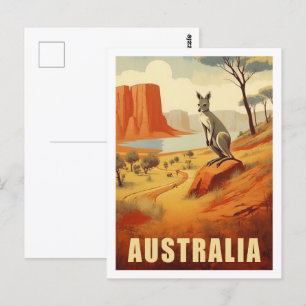 Kangaroo Australia Beroemde Vintage Reisplaats Briefkaart