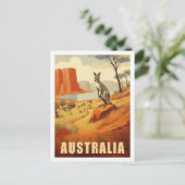 Kangaroo Australia Beroemde Vintage Reisplaats Briefkaart (Staand voorkant)