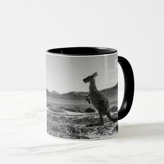 Kangaroo Australia Lucky Bay Black and White Photo Mok (Voorkant rechts)