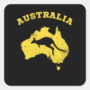 Kangaroo Australia Patriotic  Map Vierkante Sticker