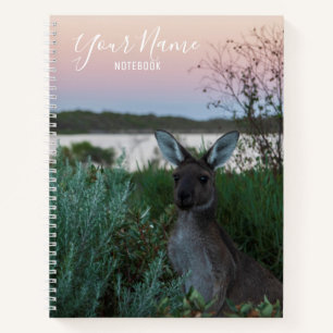 Kangaroo Australia Pink Sunset Double Sided Photo Notitieboek
