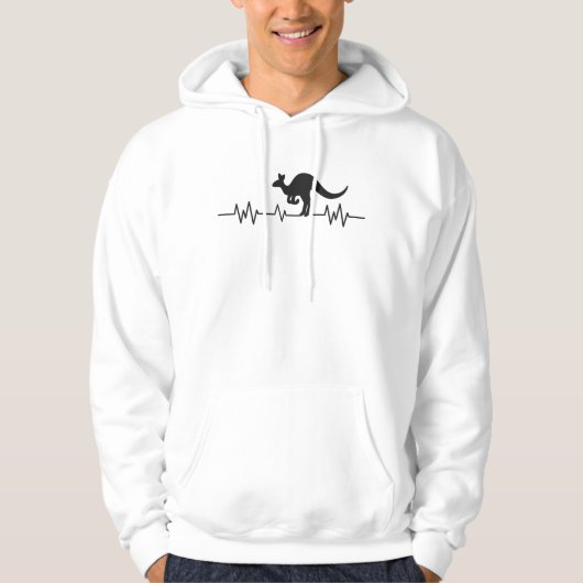 Kangaroo Australia Pulse Heartbeat Australian Fun Hoodie (Voorkant)