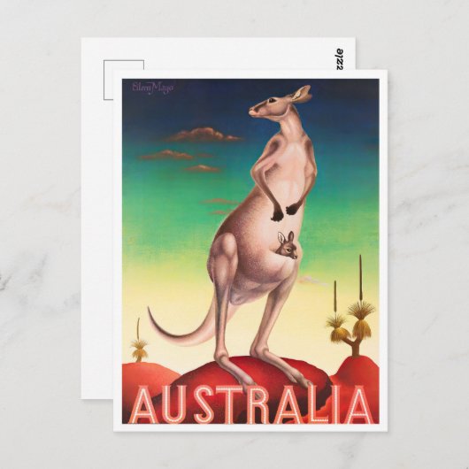 Kangaroo Australia vintage Briefkaart (Voorkant / Achterkant)
