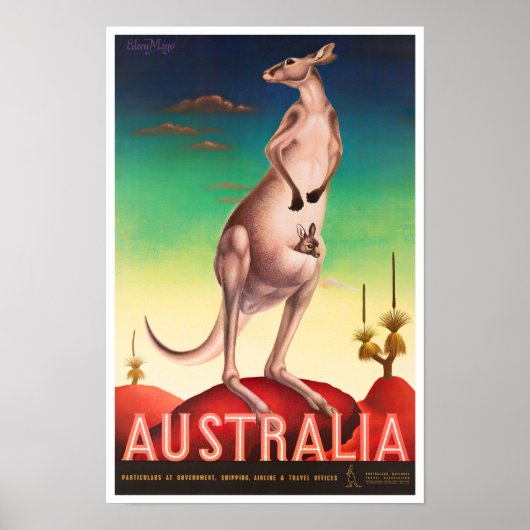 Kangaroo Australia vintage Poster (Voorkant)