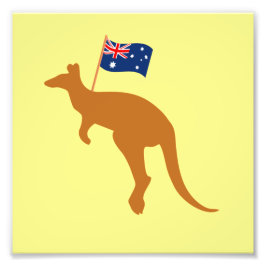 kangaroo australia vlag geel foto afdruk