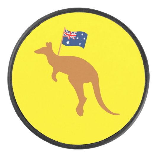 kangaroo australia vlag geel hockey puck (Voorkant)