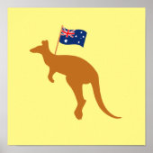 kangaroo australia vlag geel vierkant poster (Voorkant)