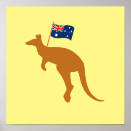 kangaroo australia vlag geel vierkant poster