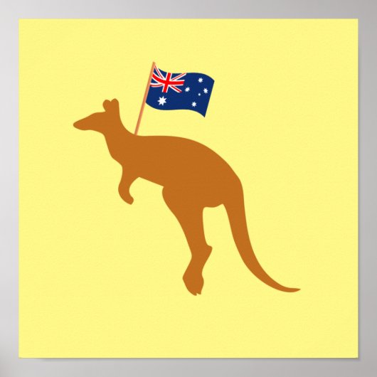 kangaroo australia vlag geel vierkant poster (Voorkant)