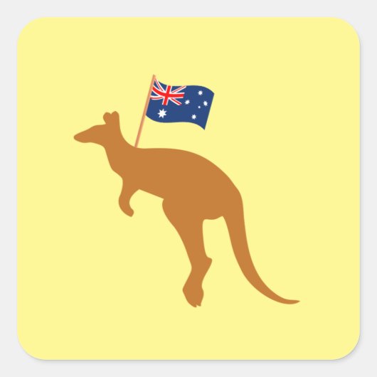 kangaroo australia vlag geel vierkante sticker (Voorkant)