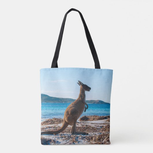 Kangaroo Australië Lucky Bay Beach Foto Tote Bag (Achterkant)
