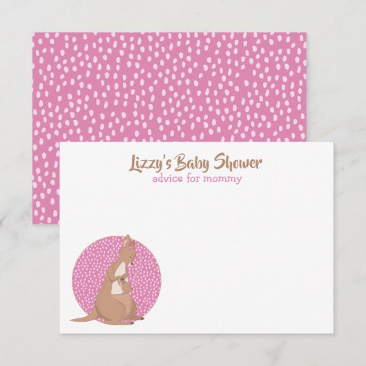 Kangaroo Baby Girl Shower Pink Kaart (Voorkant / Achterkant)