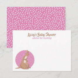 Kangaroo Baby Girl Shower Pink Kaart