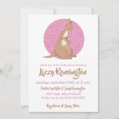 Kangaroo Baby Girl Shower Pink Patroon Kaart (Voorkant)