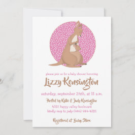 Kangaroo Baby Girl Shower Pink Patroon Kaart