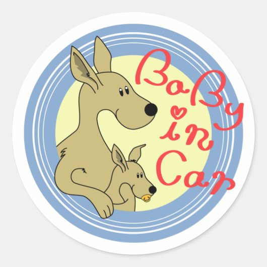 kangaroo-Baby in Car Ronde Sticker (Voorkant)