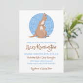 Kangaroo Baby shower Blue Pattern Kaart (Staand voorkant)