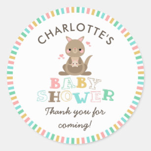 Kangaroo Baby shower Dank u wel Ronde Sticker