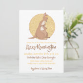 Kangaroo Baby shower Geel Genderneutraal Kaart (Staand voorkant)