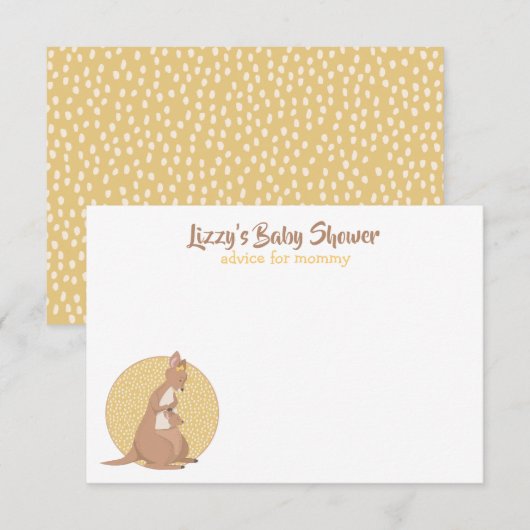 Kangaroo Baby shower Yellow Advice voor mama Kaart (Voorkant / Achterkant)