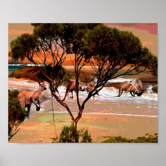 Kangaroo Beach Oil Paint, Poster (Voorkant)