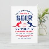 Kangaroo Beer, Australian Flag Kerstparty Kaart (Staand voorkant)