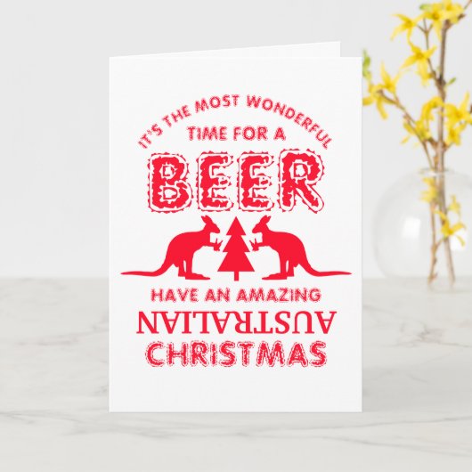 Kangaroo Beer, Australische kerstgroet Kaart (Gele Bloem)