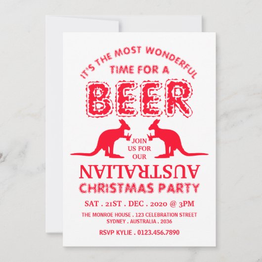 Kangaroo Beer, Australische kerstpartij Kaart (Voorkant)