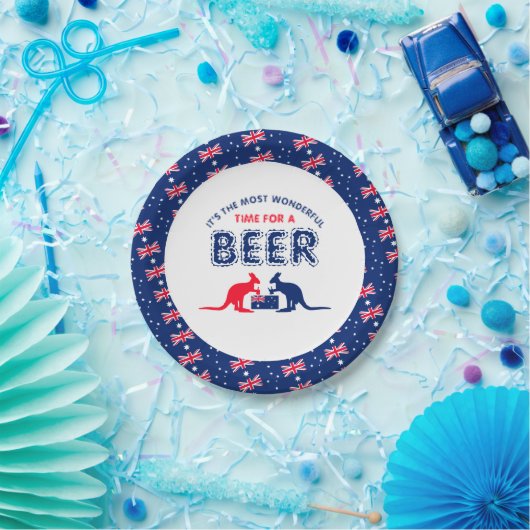 Kangaroo Beer, Australische vlag, kerstfeest Papieren Bordje (Feest)