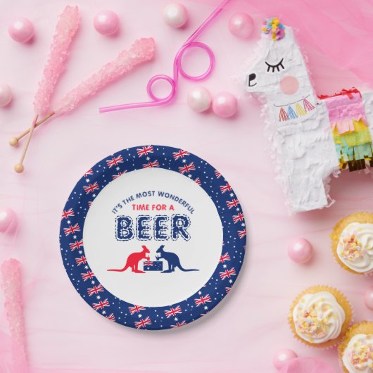 Kangaroo Beer, Australische vlag, kerstfeest Papieren Bordje (Feest)