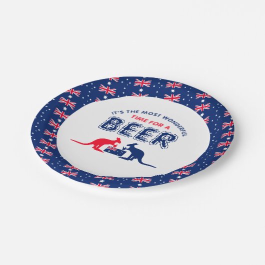 Kangaroo Beer, Australische vlag, kerstfeest Papieren Bordje (Gekanteld)