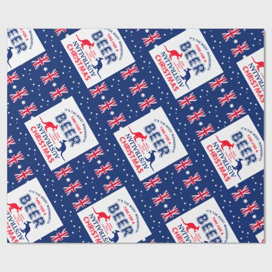 Kangaroo Beer, Australische vlag Kerstmis Cadeaupapier (Vlak)