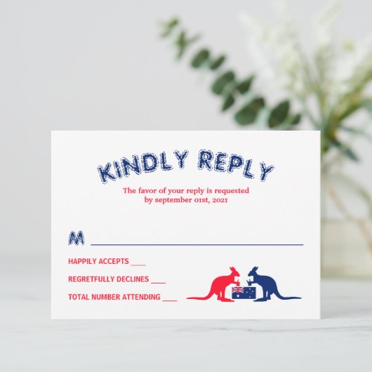 Kangaroo Beer, Australische vlag kerstmis RSVP Kaartje (Staand voorkant)