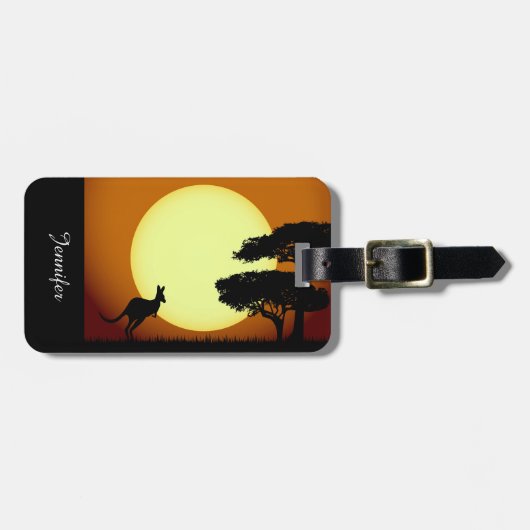 Kangaroo bij zonsondergang bagagelabel (Voorkant horizontaal)