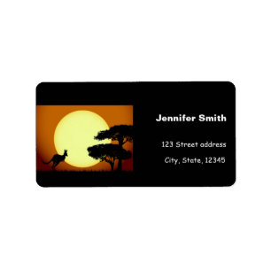 Kangaroo bij zonsondergang etiket