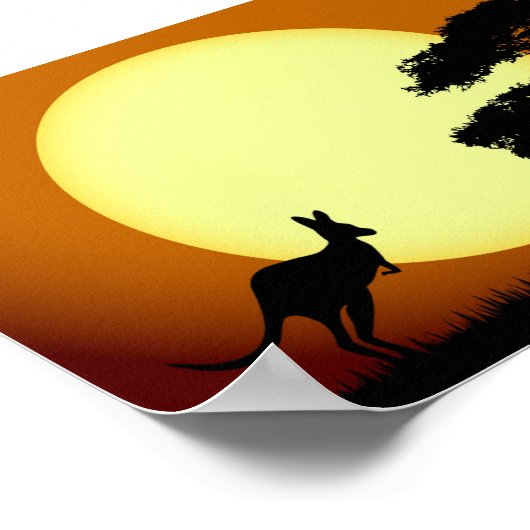 Kangaroo bij zonsondergang poster (Hoek)