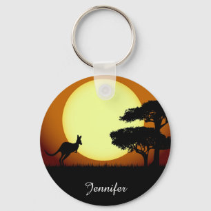 Kangaroo bij zonsondergang sleutelhanger